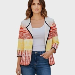 MISOOK Open Front Knit Jacket Cardigan Blazer Black Red White Yellow F21
